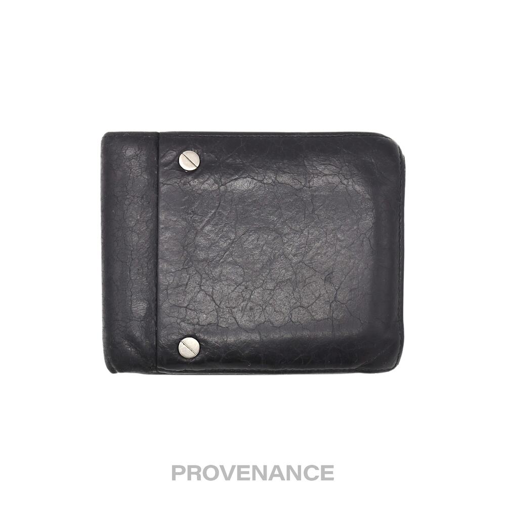 🔴 Balenciaga Screw Stud Bifold Wallet - Black Lambskin